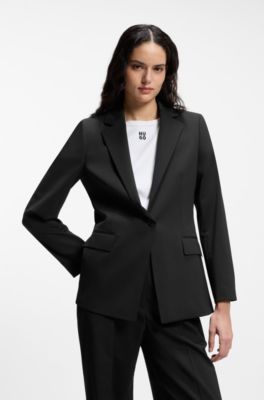 Regular-fit jacket with notch lapels, Black