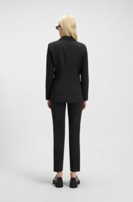 Regular-fit jacket with notch lapels, Black