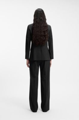 Regular-fit jacket with notch lapels, Black