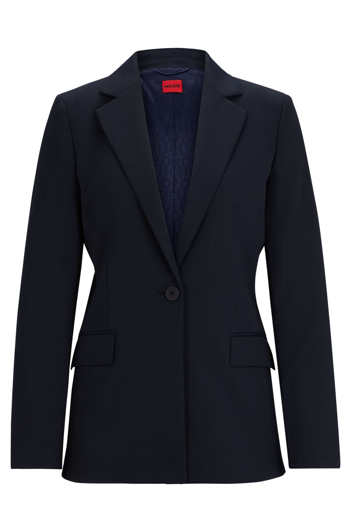 Regular-fit jacket with notch lapels, Dark Blue