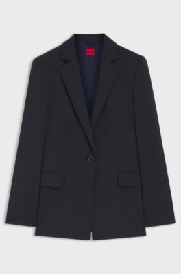 Regular-fit jacket with notch lapels, Dark Blue
