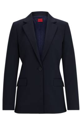 Hugo Regular-fit Jacket With Notch Lapels In Blue