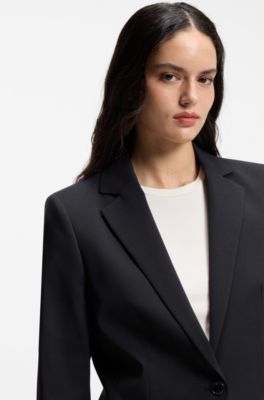Veste Regular &agrave; revers crant&eacute;s, Bleu fonc&eacute;