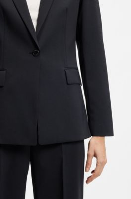 Regular-fit jacket with notch lapels, Dark Blue