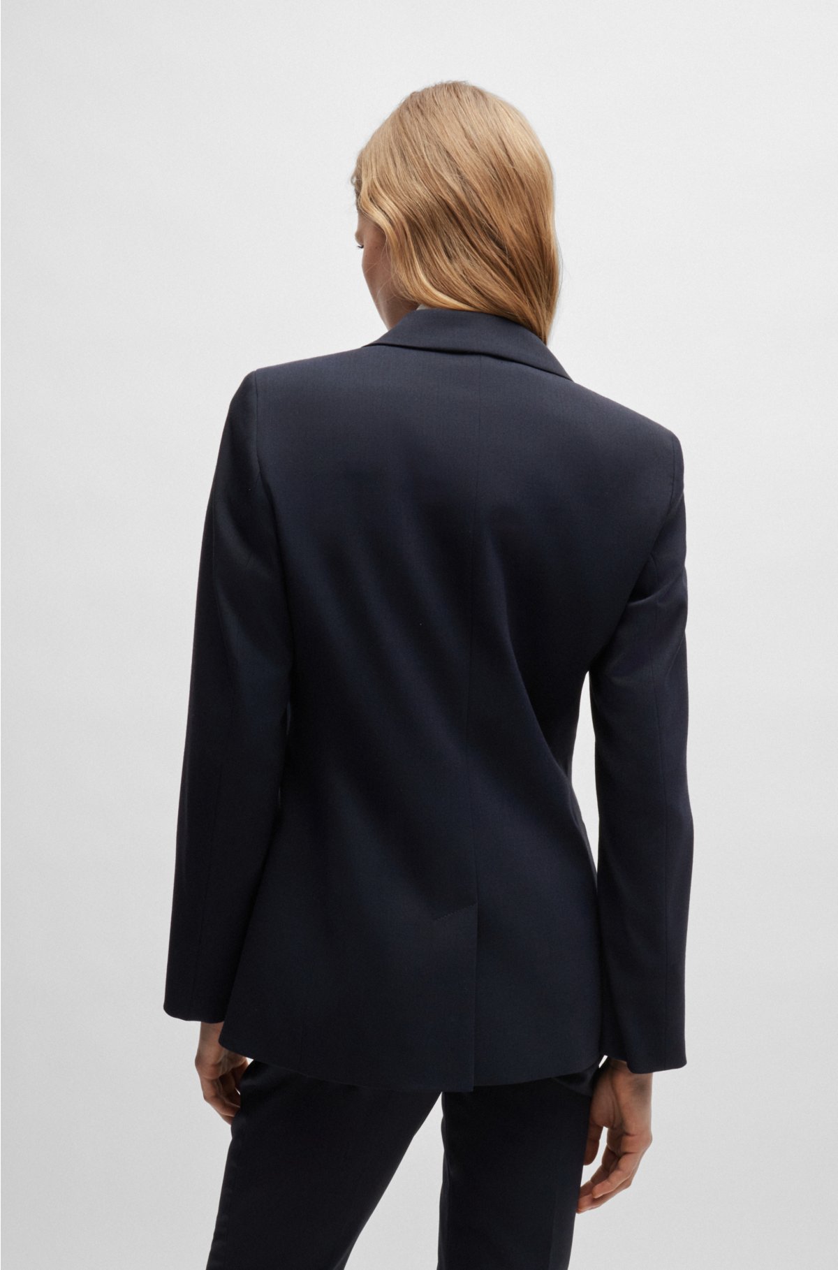 Regular-fit jacket with notch lapels, Dark Blue