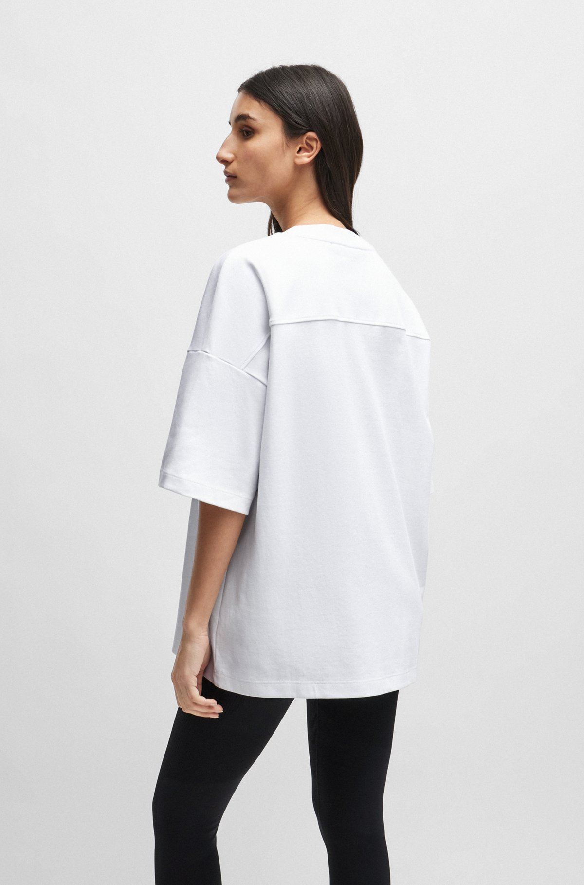 BOSS - NAOMI x BOSS interlock-cotton T-shirt with dropped BOSS - NAOMI x BOSS interlock-cotton T-shirt with dropped