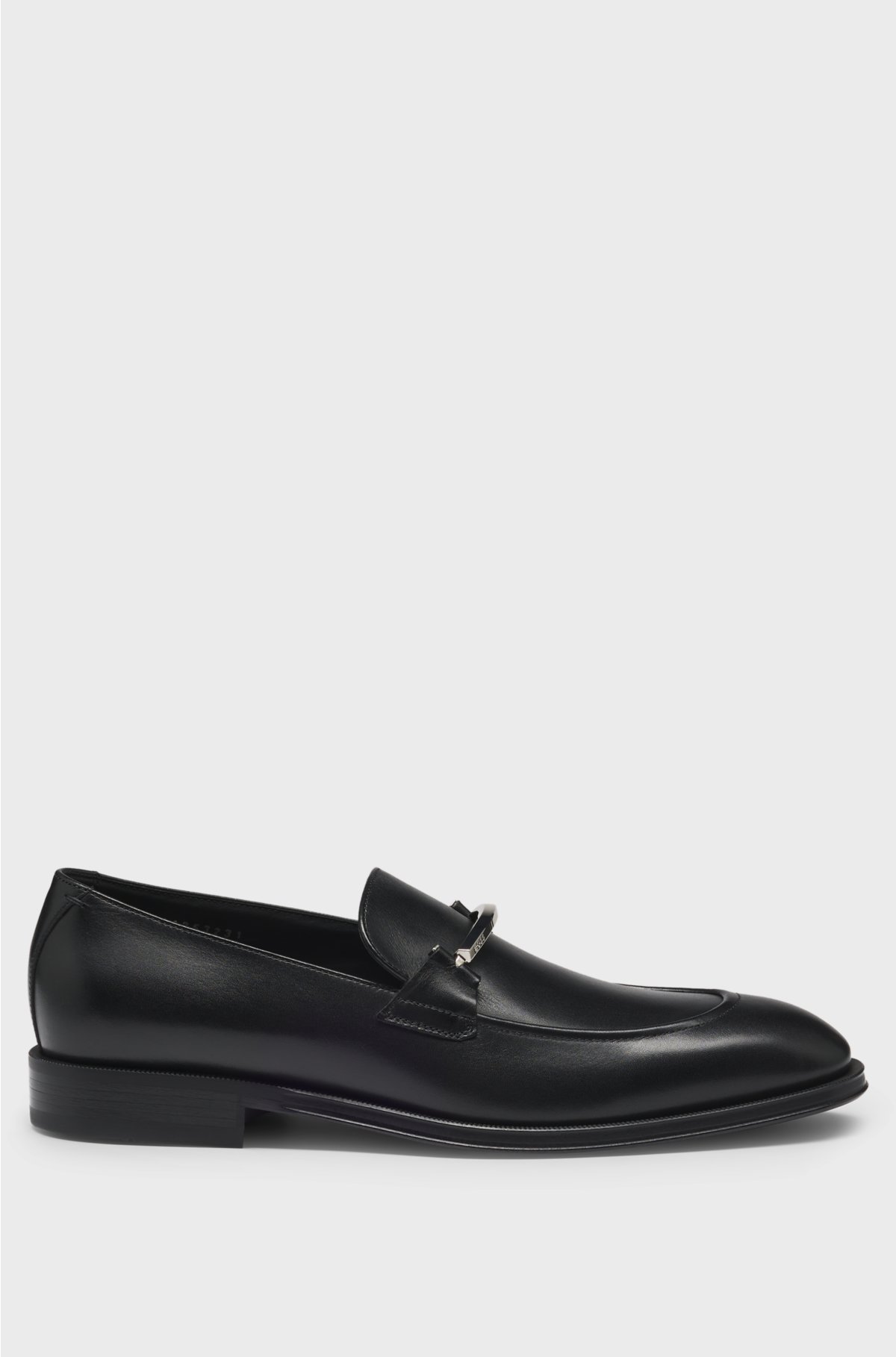 Leather loafers with branded hardware, Black