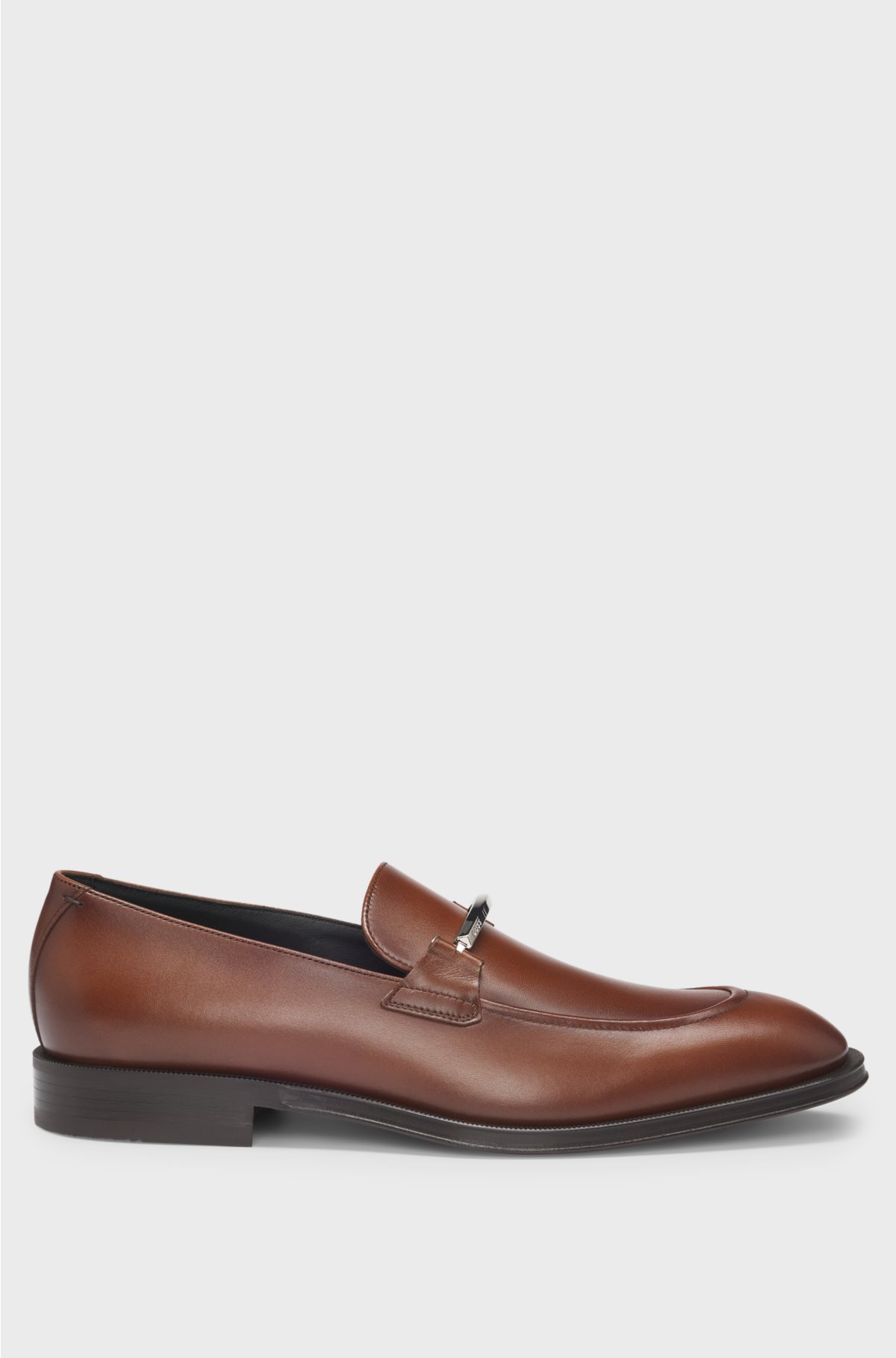 Leather loafers with branded hardware, Brown