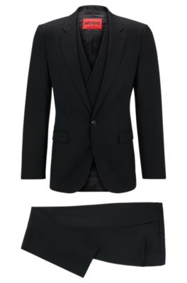 HUGO - Extra-slim-fit suit in patterned performance-stretch cloth