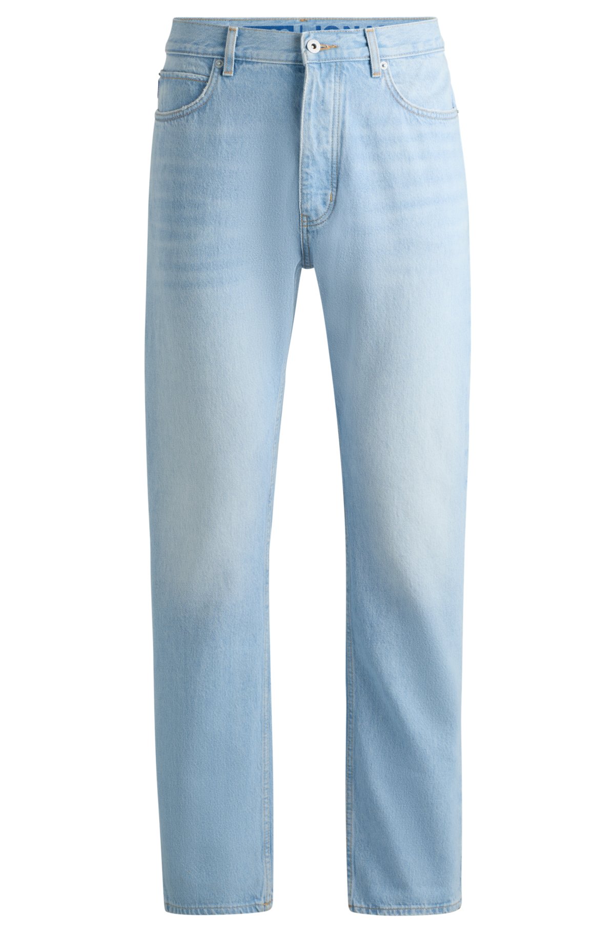 Regular-fit jeans in pure-cotton denim, Light Blue