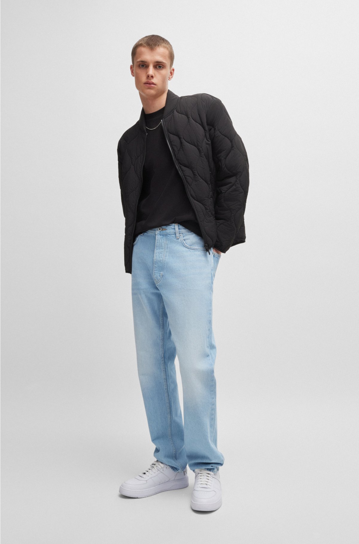 Regular-fit jeans in pure-cotton denim, Light Blue