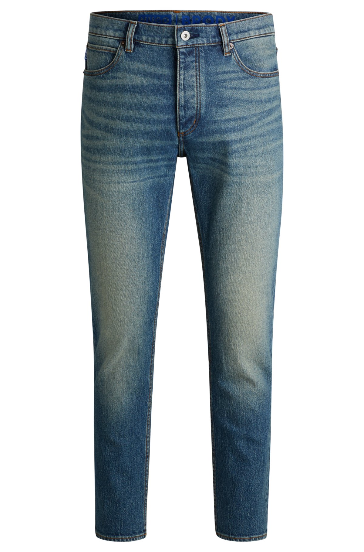 Tapered-fit jeans in blue tinted denim, Blue