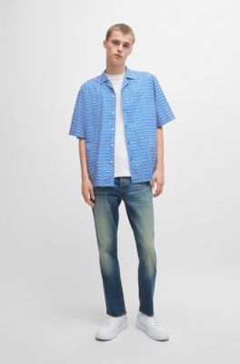 JEAN FUSELÉ EN DENIM TEINTÉ BLEU