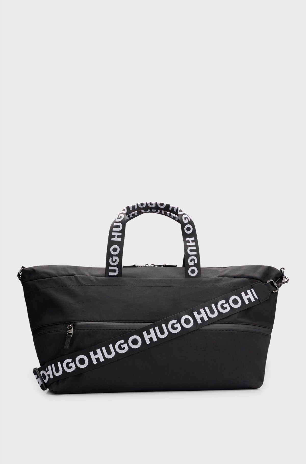 Logo-lettering holdall with branded webbing and zip closure, Black