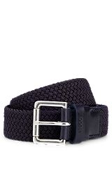 Woven belt with square roller buckle, Dark Blue