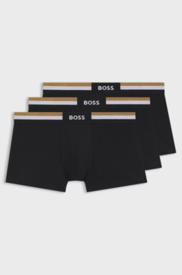Eng anliegende Boxershorts aus Baumwoll-Mix im Dreierpack, Schwarz
