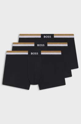 Eng anliegende Boxershorts aus Baumwoll-Mix im Dreierpack, Schwarz