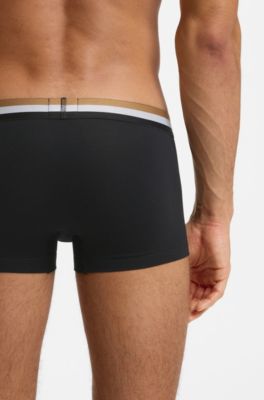 Three-pack of cotton-blend trunks, Black