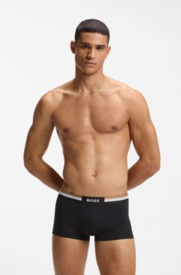 Three-pack of cotton-blend trunks, Black