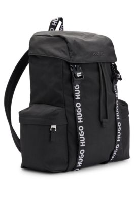HUGO Flapclosure backpack with branded webbing