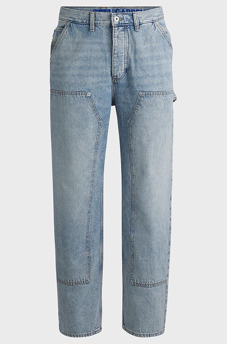 Baggy-fit carpenter jeans in cotton denim, Light Blue
