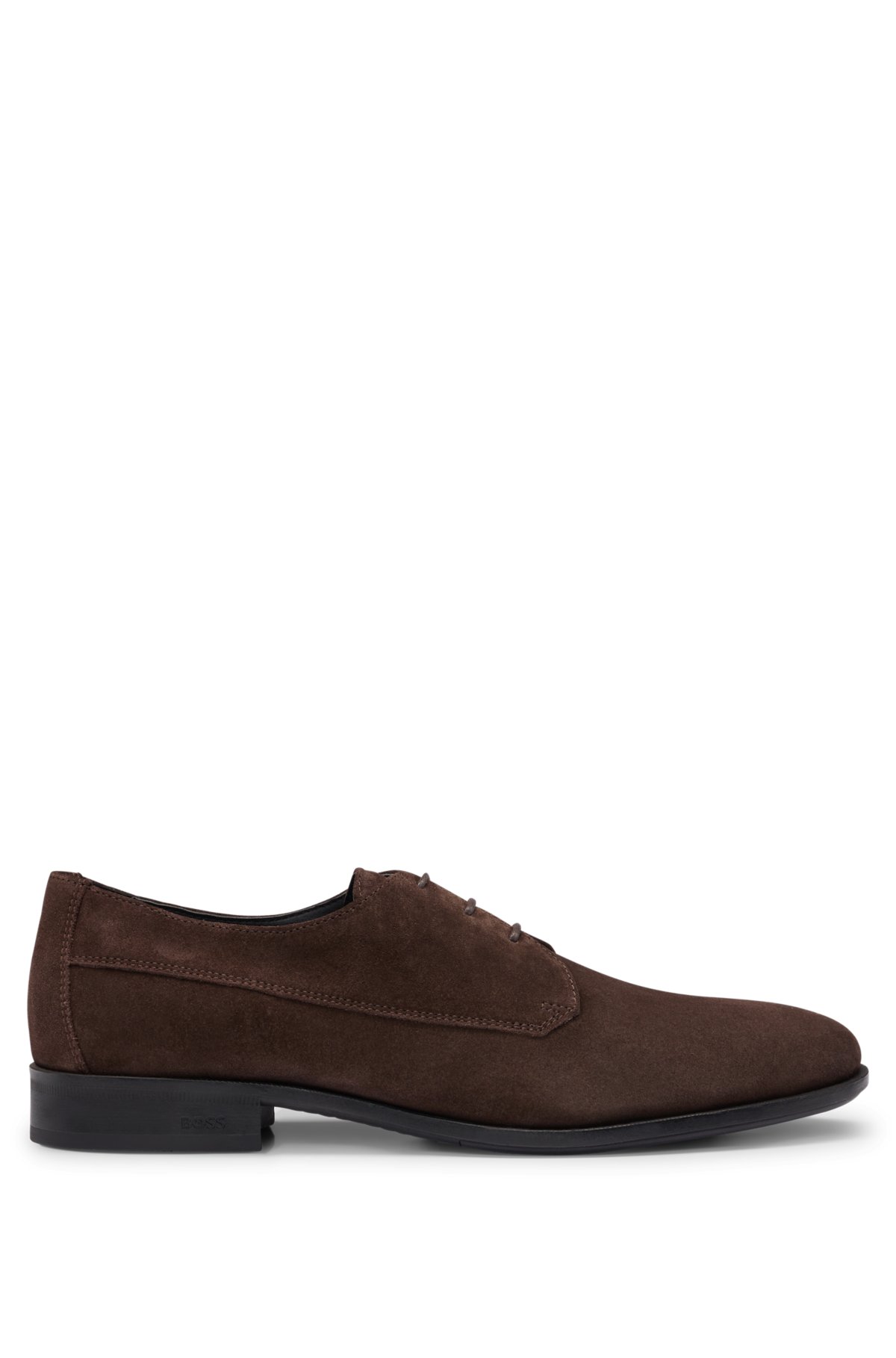 Suede Derby shoes with removable padded insole, Dark Brown