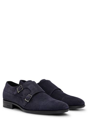 Double-monk shoes in suede, Hugo boss