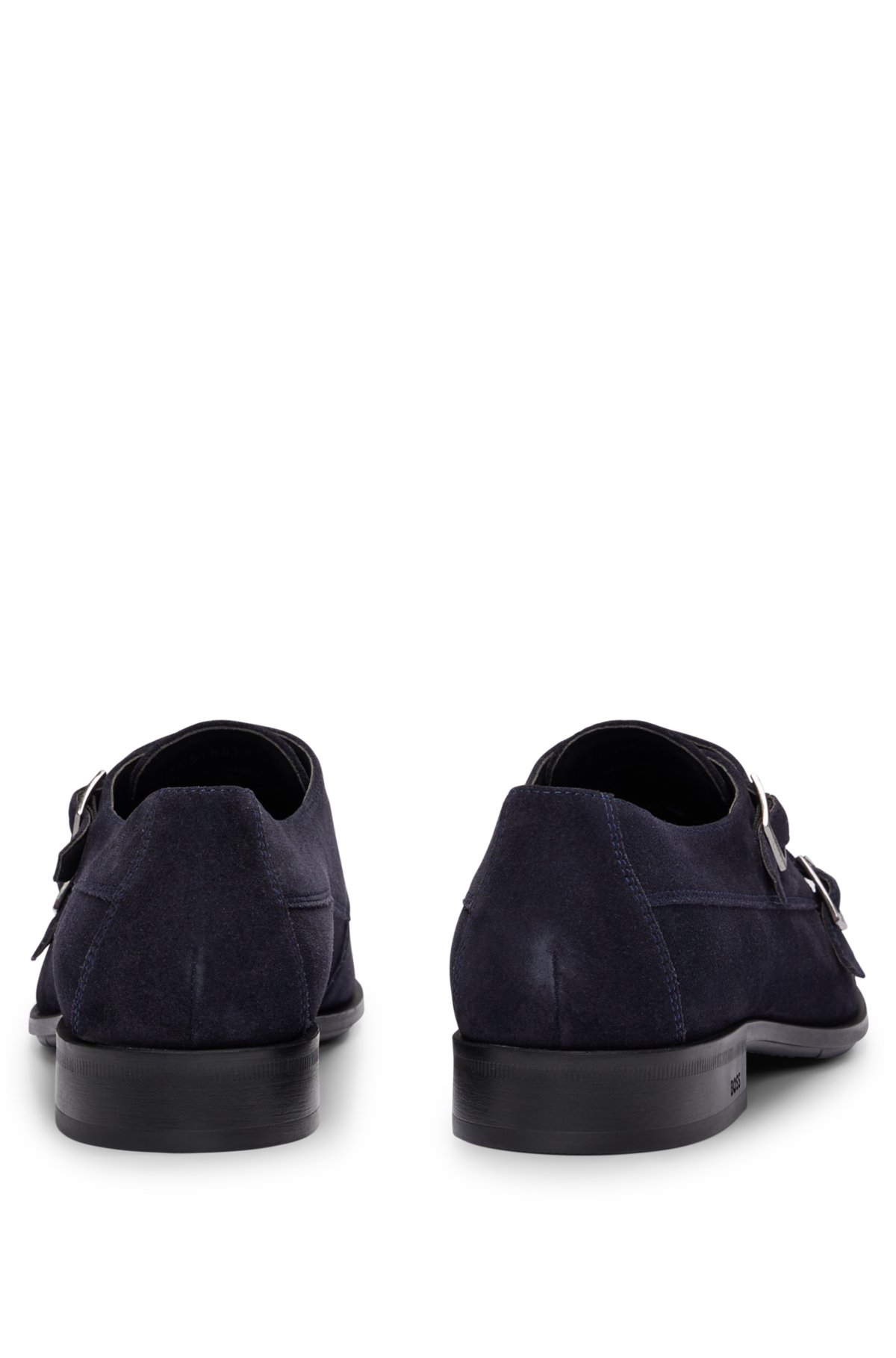 Double-monk shoes in suede, Dark Blue