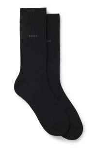 Lot de deux paires de chaussettes mi-mollet en coton mélangé, Noir