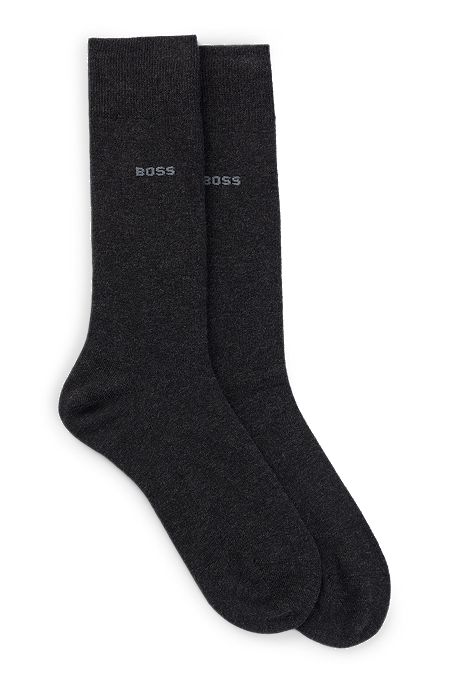 Two-pack of regular-length socks in a cotton blend, Dark Grey