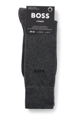 Two-pack of regular-length cotton-blend socks, Grey
