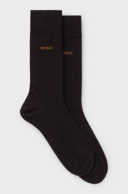 Lot de deux paires de chaussettes business en coton doux et compact, Marron fonc&eacute;