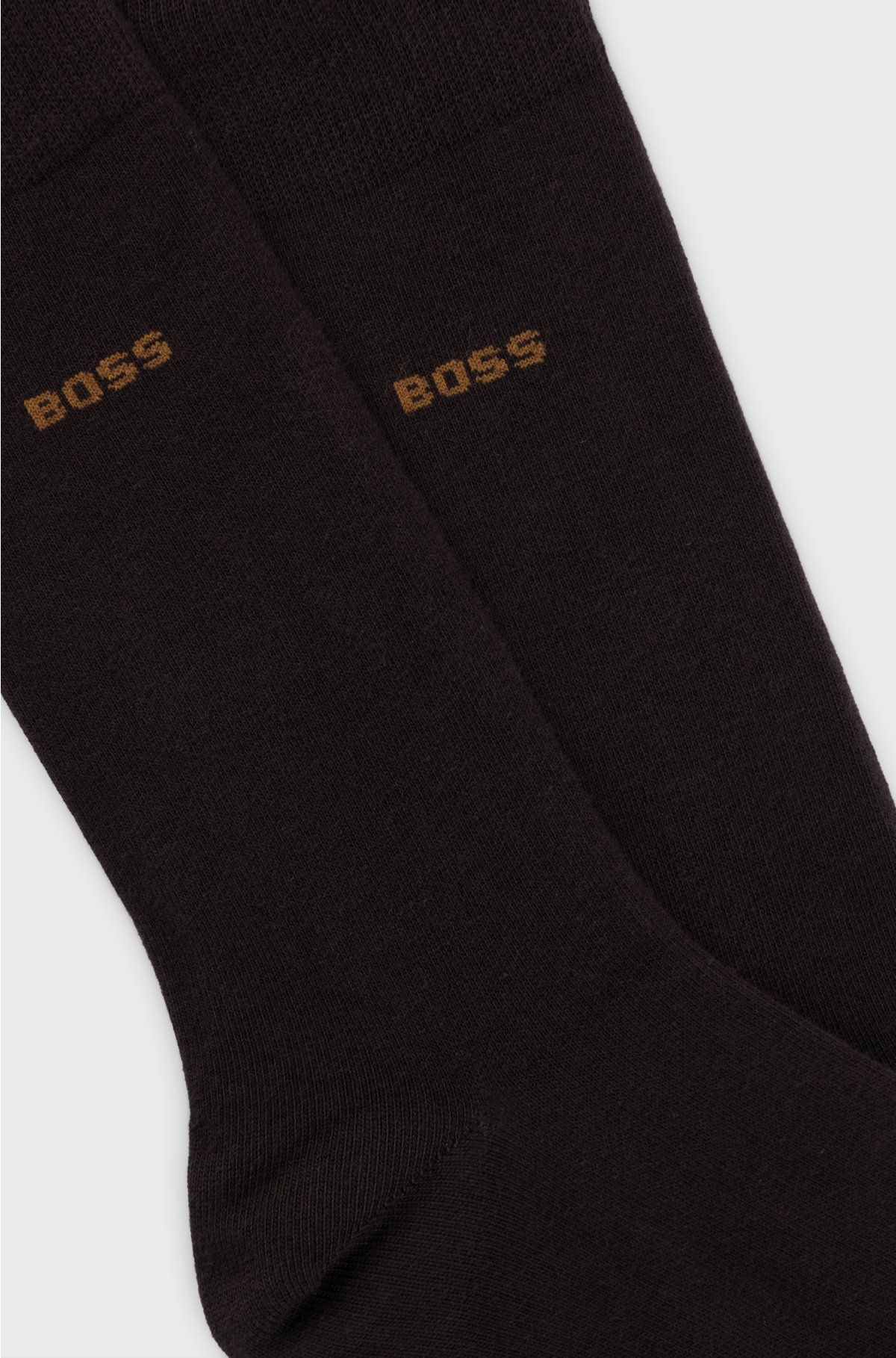 Two-pack of regular-length socks in a cotton blend, Dark Brown