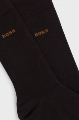 Lot de deux paires de chaussettes business en coton doux et compact, Marron fonc&eacute;