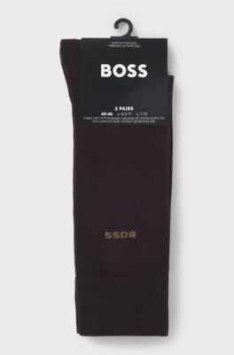 Two-pack business socks in soft compact cotton, Dark Brown