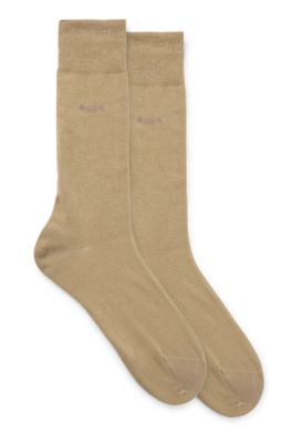 Two-pack of regular-length cotton-blend socks, Beige