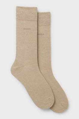 Set van twee paar zakelijke sokken van zachte, compacte katoen, Beige