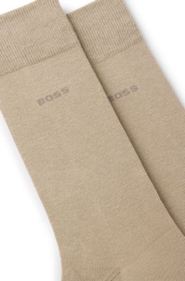 Two-pack of regular-length cotton-blend socks, Beige