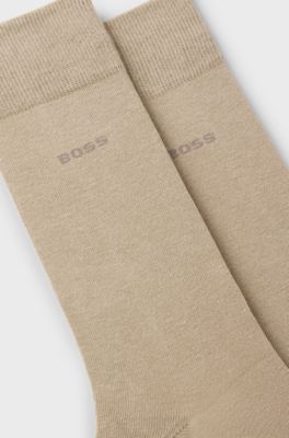 Lot de deux paires de chaussettes business en coton doux et compact, Beige