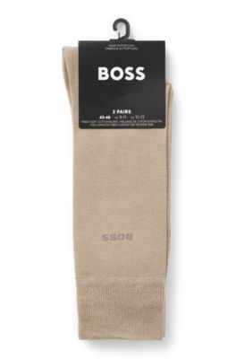 Two-pack of regular-length cotton-blend socks, Beige