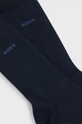 Lot de deux paires de chaussettes business en coton doux et compact, Bleu fonc&eacute;