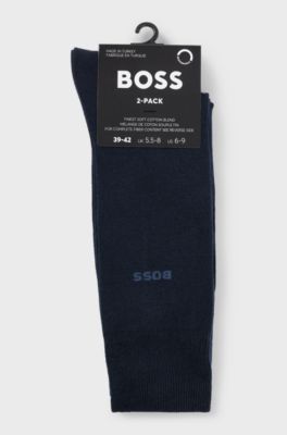 Lot de deux paires de chaussettes business en coton doux et compact, Bleu fonc&eacute;