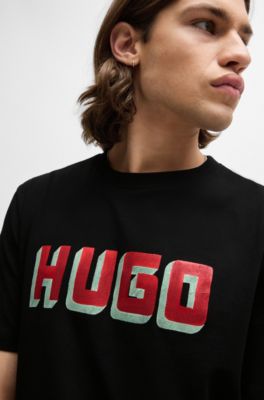 HUGO - Cotton-jersey T-shirt with logo print
