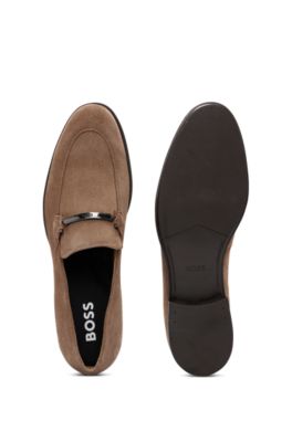 BOSS - Loafers aus Veloursleder mit Logo-Akzent aus Metall