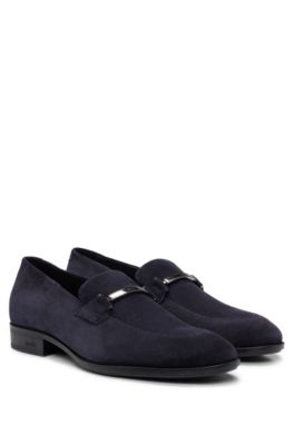 BOSS Suede loafers with branded hardware trim