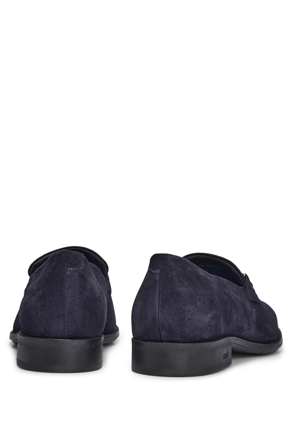 Suede loafers with branded hardware trim, Dark Blue
