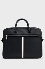 Faux-leather document case with signature stripe, Black