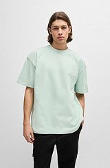 Oversized-fit all-gender T-shirt in cotton with logo label, Light Green