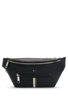 BOSS Faux leather belt bag with signature stripe