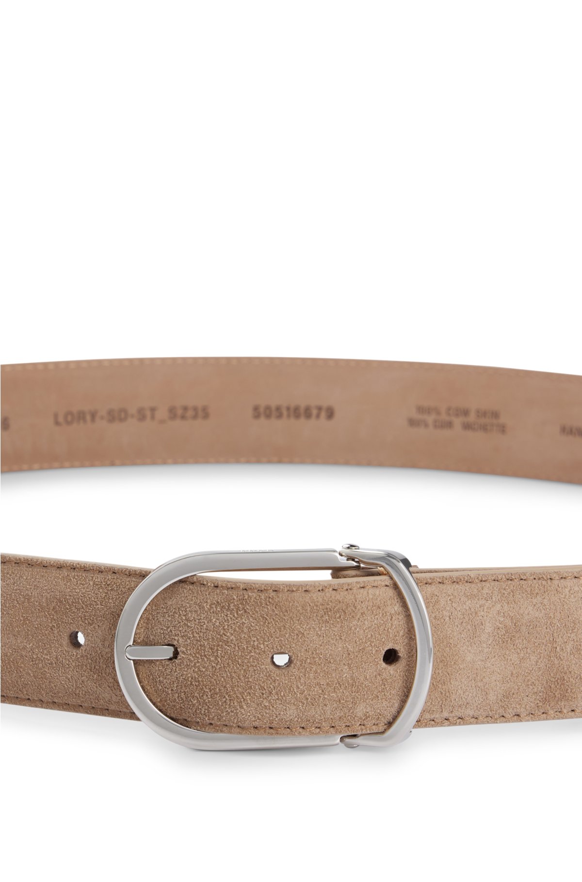 Suede belt with hardware keeper in gift box, Beige
